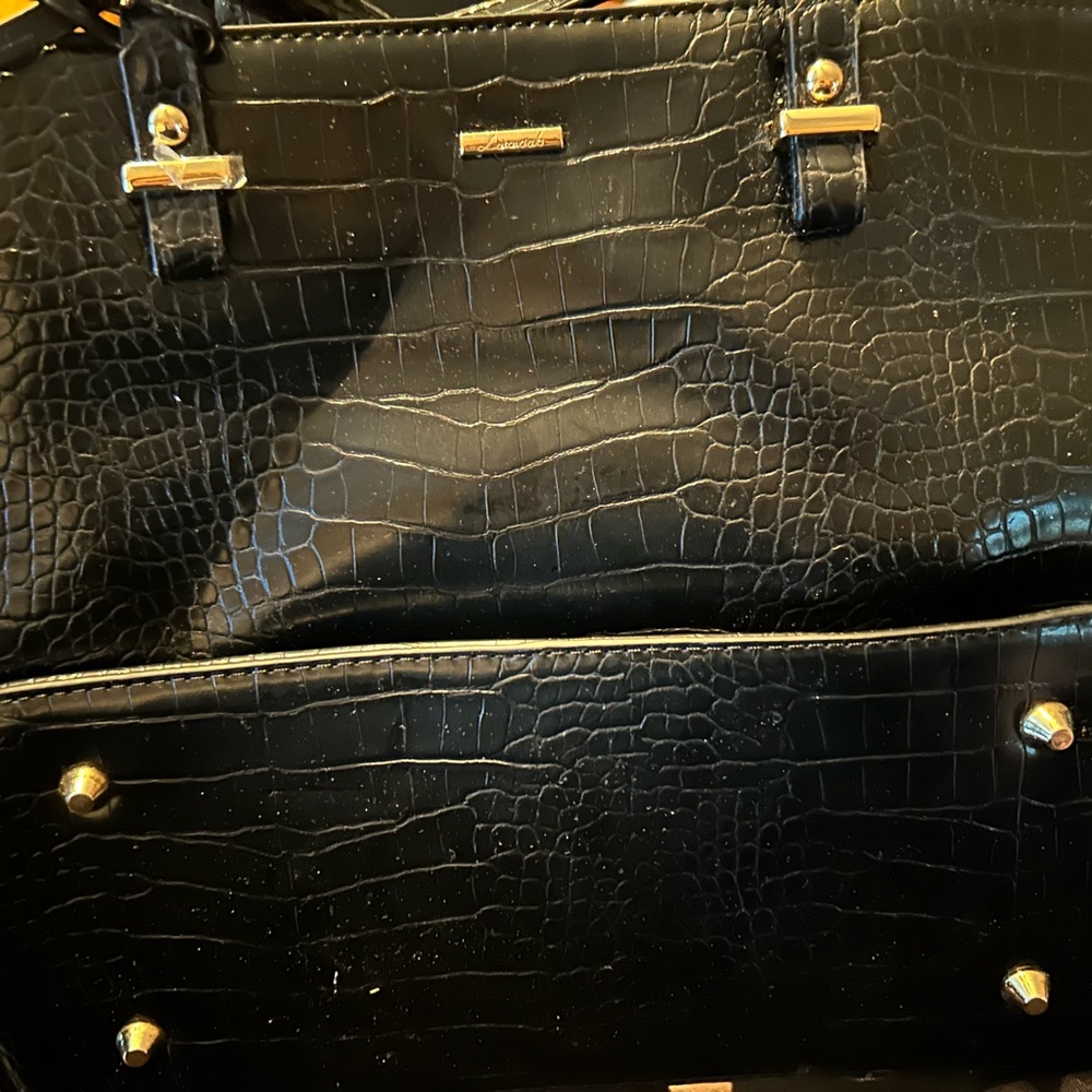Black Crocodile Embossed Handbag